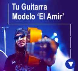 el amir con su modelo de guitarra flamenca